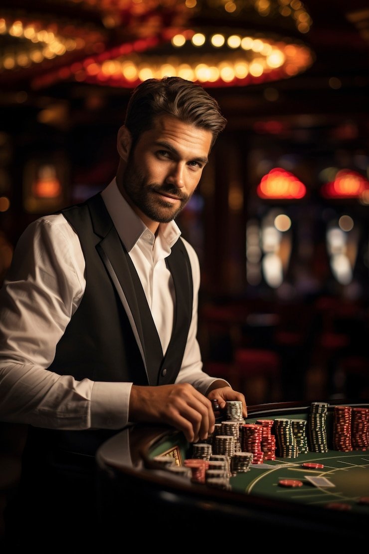 Tampilan meja Live Baccarat di gamemodfree dengan dealer langsung dan opsi taruhan